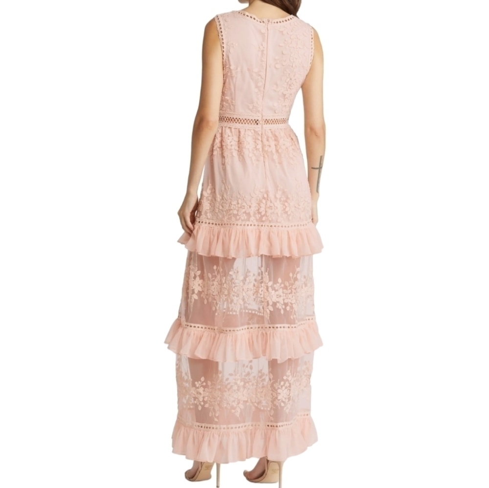 Lulus Garden Dreams Lace Tiered Maxi Dress, Size , Blush, EUC - Picture 3 of 17